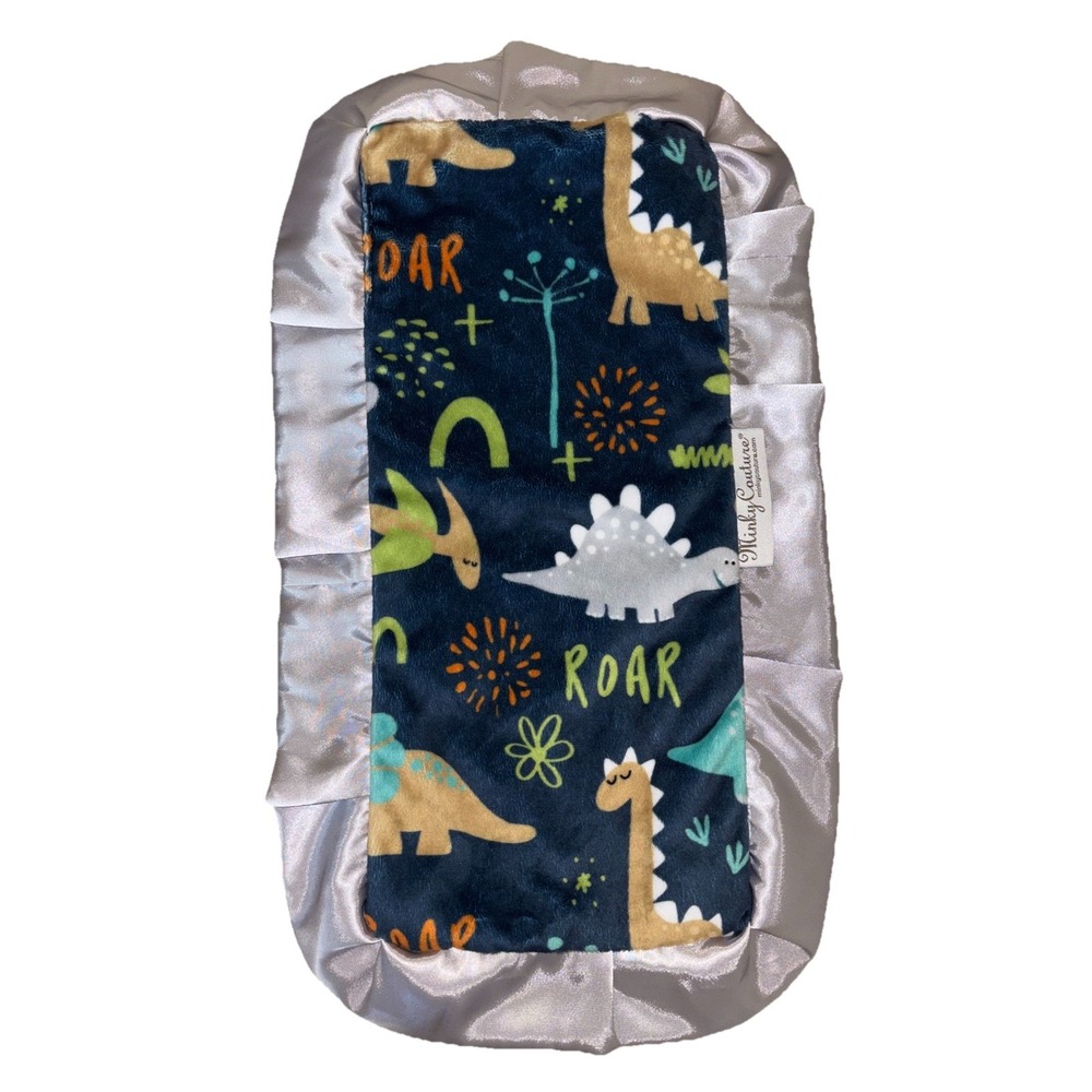 Minky Couture Security Blankey 20" x 11" Baby Dinosaur Satin Trim Mini Blanket‎